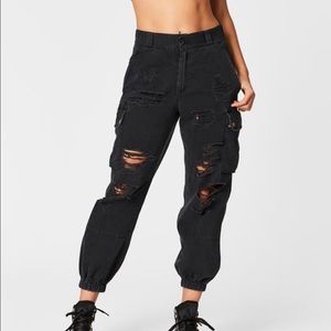 CARMAR DENIM Black elastic ankle cargo pant